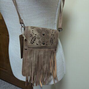Fringed Crossbody bag Two tone Brown